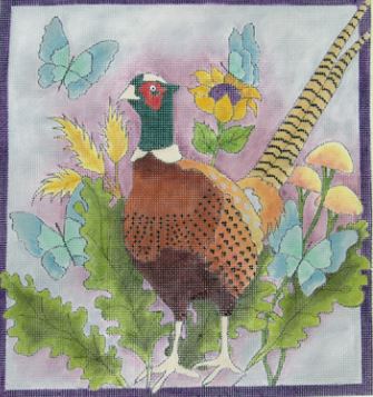 click here to view larger image of Pheasant in the Foliage (hand painted canvases)