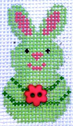 click here to view larger image of Mini - Green Bunny Smiles (hand painted canvases)
