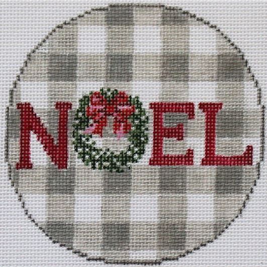 click here to view larger image of Gingham Ornament - NOEL (hand painted canvases)