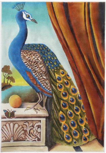 click here to view larger image of Peacock on a Pedestal (hand painted canvases)