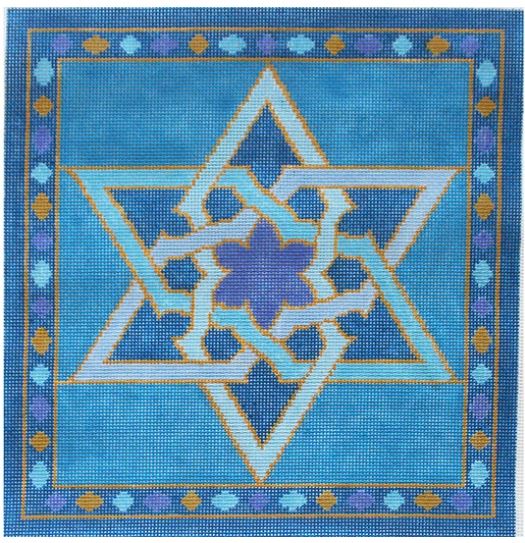 click here to view larger image of Tallis - Star of David in Blues (hand painted canvases)
