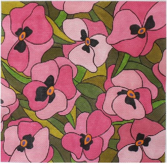 click here to view larger image of Pink Pansies (hand painted canvases)