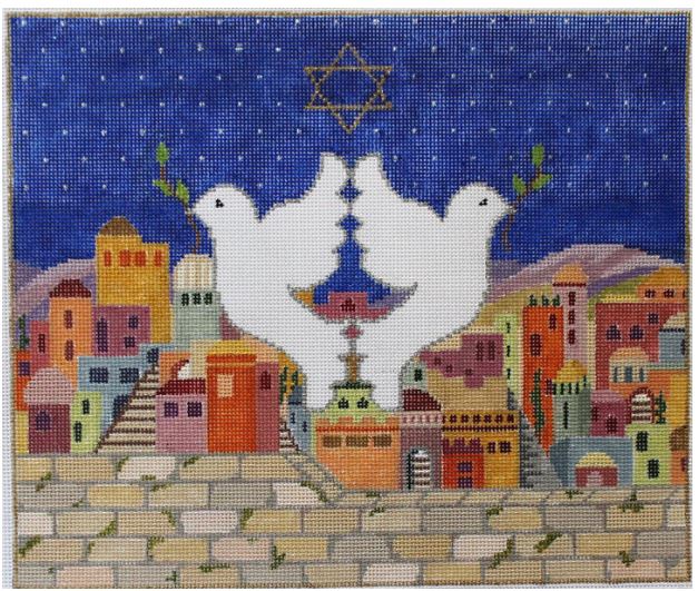 click here to view larger image of Tallis - Doves Over Jerusalem (hand painted canvases)