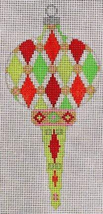 click here to view larger image of Colors of Christmas Traditional Finial Ornament (hand painted canvases)