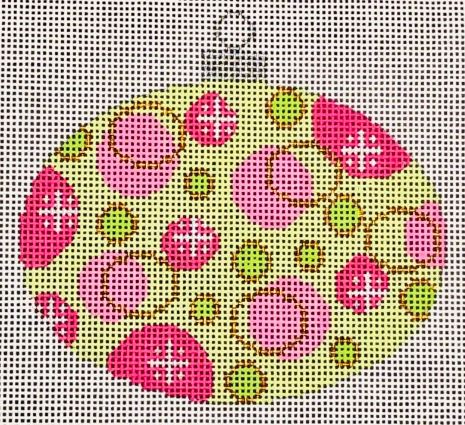 click here to view larger image of Colors of Christmas Preppy Oval Ornament (hand painted canvases)