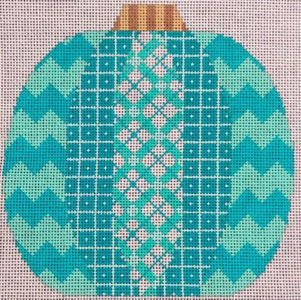 click here to view larger image of Pumpkin Patchwork - Plaid/Teal (hand painted canvases)
