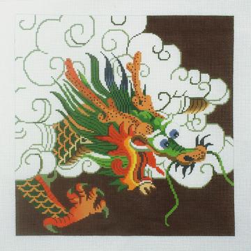 click here to view larger image of Green Dragon on Maroon (hand painted canvases)