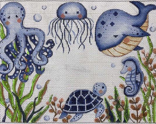 click here to view larger image of Blue Sea Creatures (hand painted canvases)