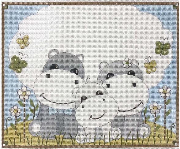 click here to view larger image of Hippo Family  (hand painted canvases)