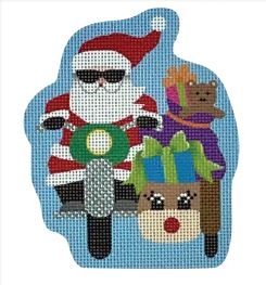 click here to view larger image of Reindeer Sidecar Santa (printed canvas)