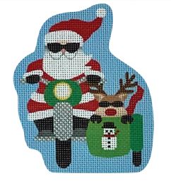click here to view larger image of Snowman Sidecar Santa (printed canvas)