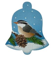 click here to view larger image of Nuthatch Snow Bell  (printed canvas)