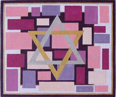 click here to view larger image of Star of David Tallis Bag - Pink (hand painted canvases)