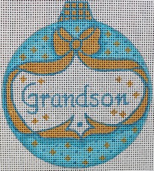 click here to view larger image of Turquoise/Gold Ornament w/Bow (hand painted canvases)