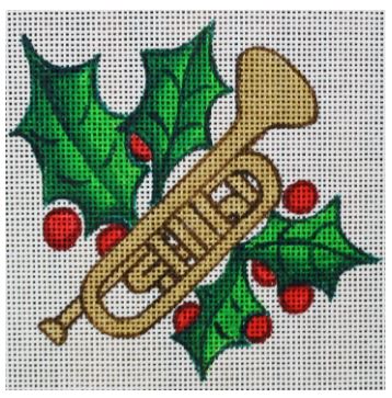 click here to view larger image of Trumpet and Mistletoe (hand painted canvases)