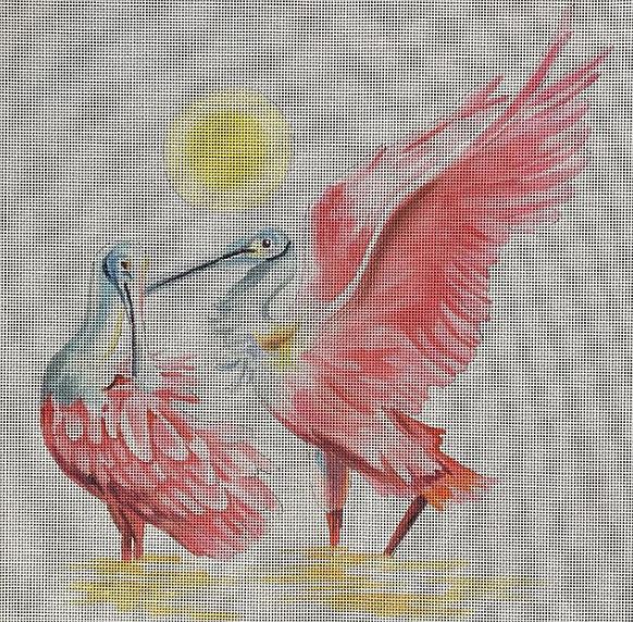 click here to view larger image of Spoonbill Spouses (hand painted canvases)