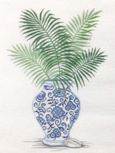 click here to view larger image of Palm in Ginger Jar II (hand painted canvases)