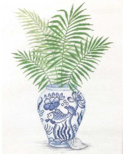 click here to view larger image of Palm in Ginger Jar  (hand painted canvases)