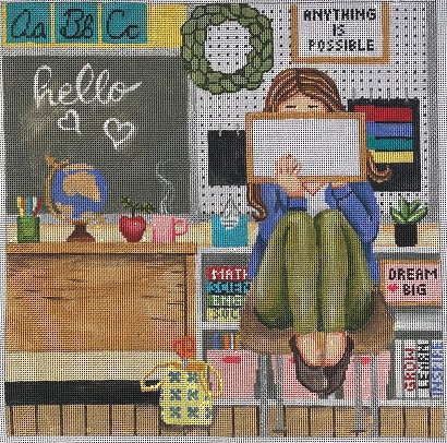 click here to view larger image of Stitching Girl - Teacher (hand painted canvases)
