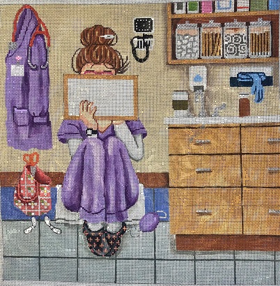 click here to view larger image of Stitching Girl - Essential Worker (hand painted canvases)