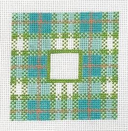 click here to view larger image of Turquoise Plaid (hand painted canvases)