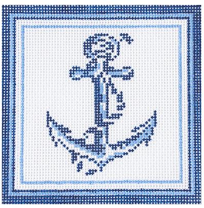 click here to view larger image of Nautical Coaster - Anchor/Blue (hand painted canvases)