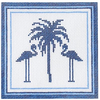 click here to view larger image of Nautical Coaster - Palm Tree/Blue (hand painted canvases)