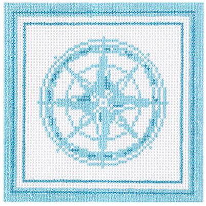 click here to view larger image of Nautical Coaster - Compass/Aqua (hand painted canvases)