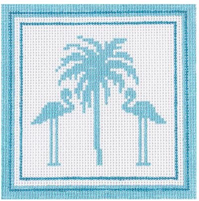 click here to view larger image of Nautical Coaster - Palm Tree/Aqua (hand painted canvases)