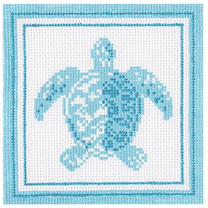 click here to view larger image of Nautical Coaster - Sea Turtle/Aqua (hand painted canvases)