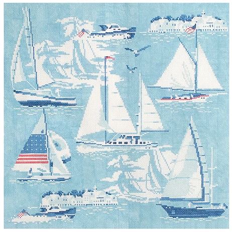 click here to view larger image of Regatta Pillow No 2 (hand painted canvases)