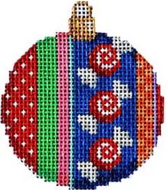 click here to view larger image of Swirl Candies/Jolly Stripe - Mini Ball Ornament (hand painted canvases)