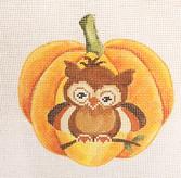 click here to view larger image of Owl on Pumpkin (hand painted canvases)
