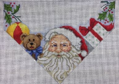click here to view larger image of Santa w/Toys Stocking Topper (hand painted canvases)