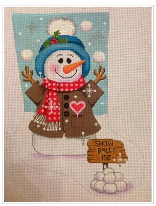 click here to view larger image of Snow Lady/Snowballs Stocking (hand painted canvases)