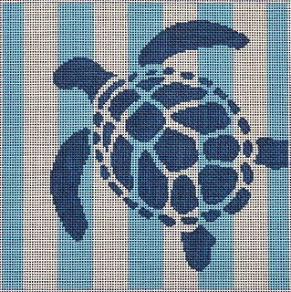 click here to view larger image of Sea Turtle Stencil on Blue (hand painted canvases)
