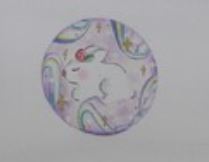 click here to view larger image of Round Pastel Bunny Ornament (hand painted canvases)