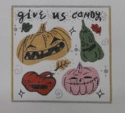 click here to view larger image of Give Us Candy Angry Pumpkins (hand painted canvases)