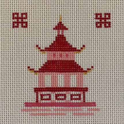 click here to view larger image of Single Pagoda/Pink - 006 (hand painted canvases)