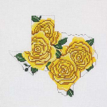 click here to view larger image of Texas State Shaped Yellow Roses (hand painted canvases)