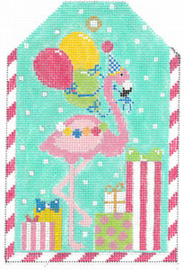 click here to view larger image of Gift Tag - Birthday Flamingo (hand painted canvases)