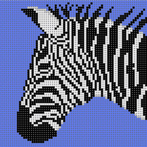 click here to view larger image of Zebra w/Blue Background (hand painted canvases)