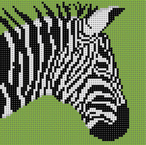click here to view larger image of Zebra w/Green Background (hand painted canvases)
