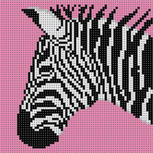 click here to view larger image of Zebra w/Pink Background (hand painted canvases)