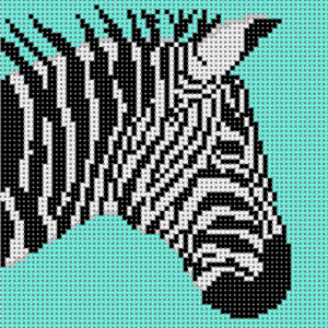 click here to view larger image of Zebra w/Teal Background (hand painted canvases)