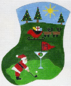 click here to view larger image of Golf Scene - Mr Santa (hand painted canvases)