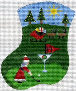click here to view larger image of Golf Scene - Mrs Santa (hand painted canvases)