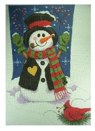 click here to view larger image of Woodland Snowman Stocking (hand painted canvases)