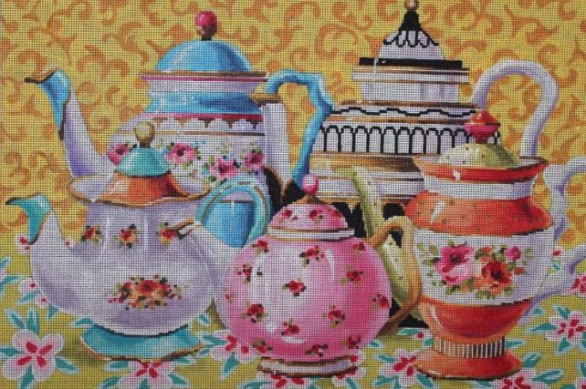 click here to view larger image of Teapots (hand painted canvases)