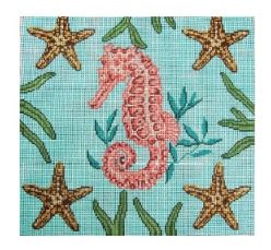 click here to view larger image of Seahorse Pillow (hand painted canvases)